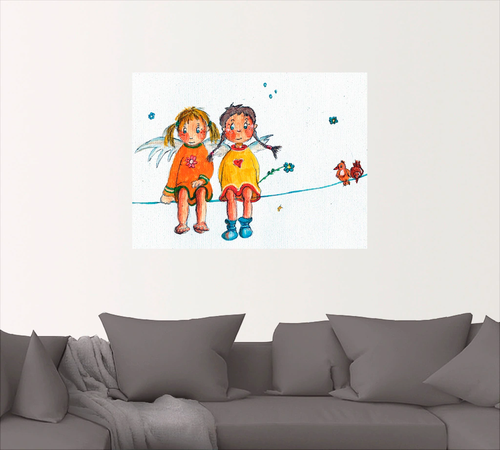 Artland Wandbild »Zwei Engelchen sitzen auf Wäscheleine«, Kinder, (1 St.), günstig online kaufen
