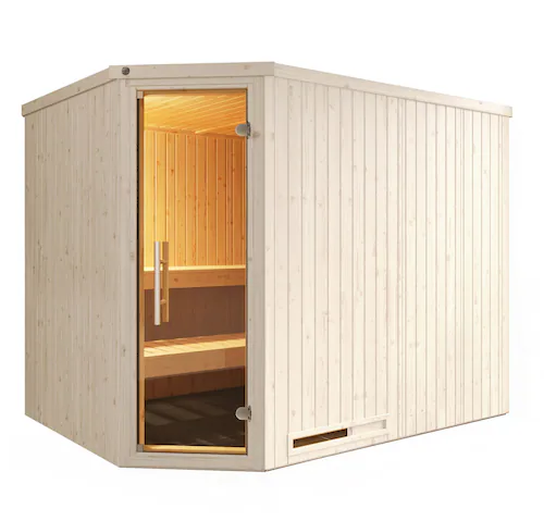 weka Sauna »Element-Ecksauna VARBERG 4«, vorgefertigte Elemente, moderne Ga günstig online kaufen