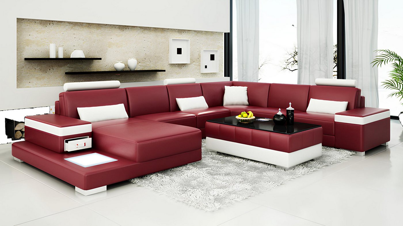 Xlmoebel Sofa Neues modernes Ledersofa in Eckform mit Wohnlandschaft und, H günstig online kaufen