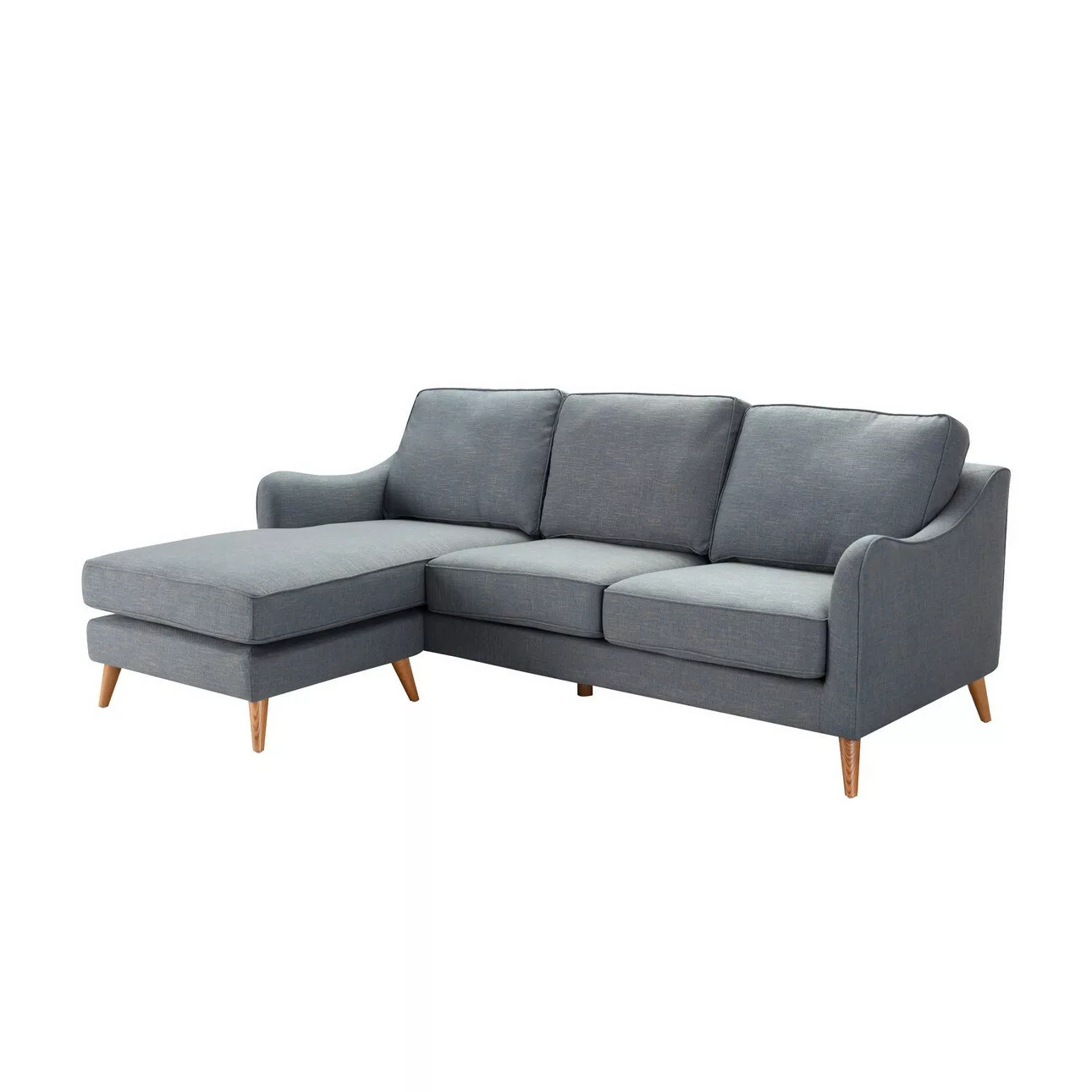 Ecksofa Venuste denim blue/brown, 227 x 160/88 x 90 cm günstig online kaufen