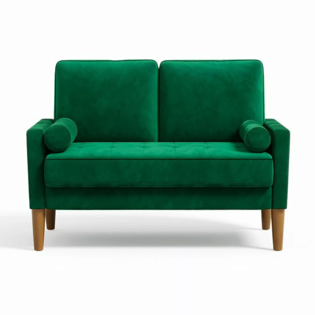 NAIMP 2-Sitzer 121CM Kleine Samt Sofa mit 2 Kissen für Wohnzimmer, Schlafzi günstig online kaufen