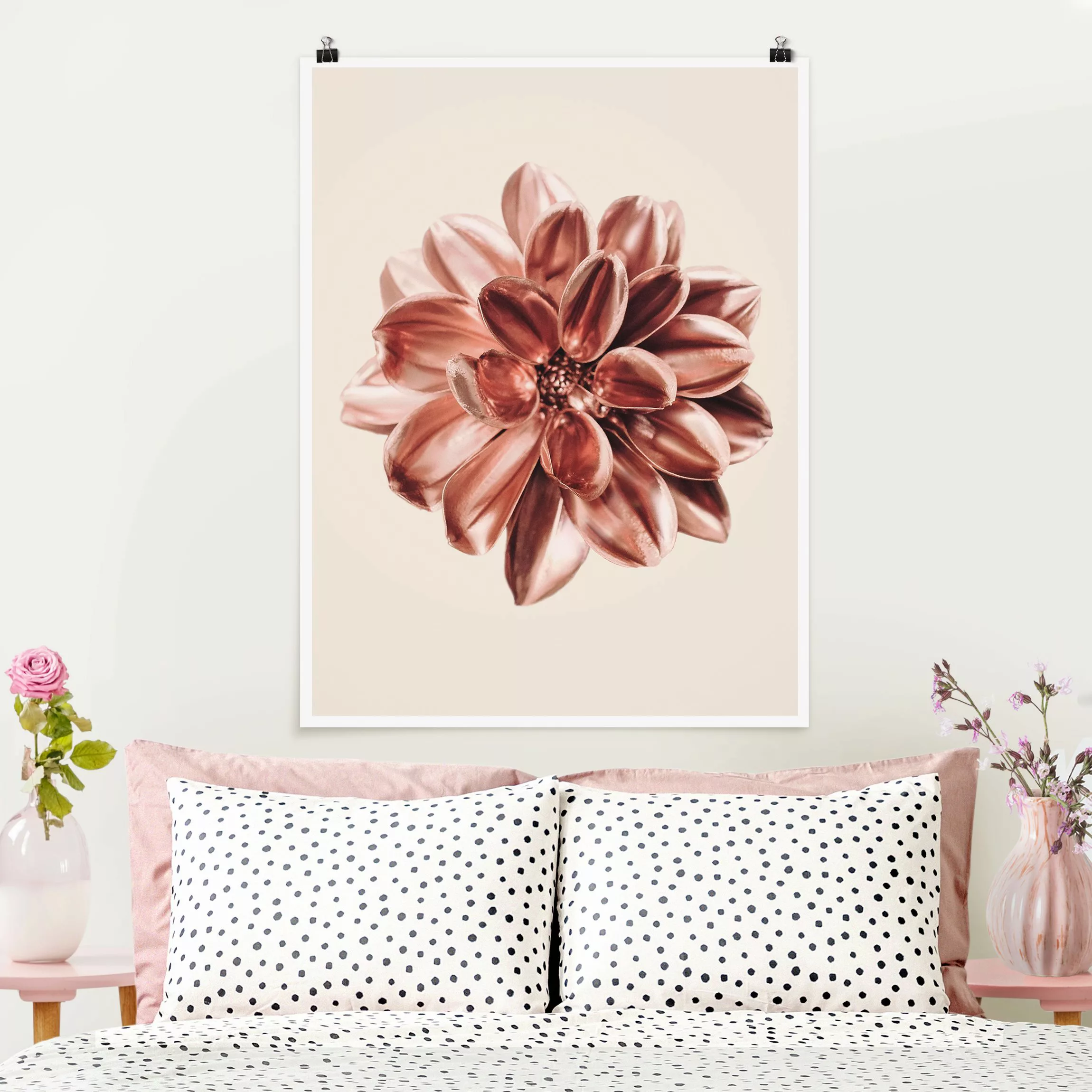 Poster Fotografie Dahlie Rosegold Metallic Rosa günstig online kaufen