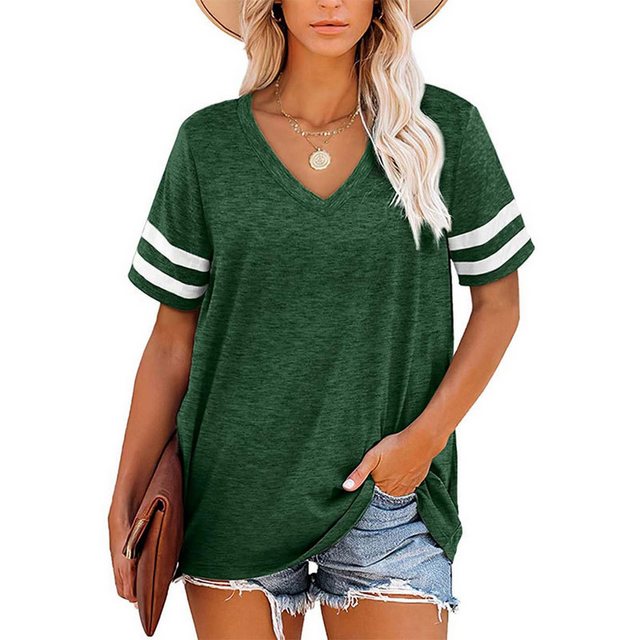 KIKI T-Shirt Kurzarmshirt Damen T-Shirt V-Ausschnitt Kurzarm-Sommer Lose To günstig online kaufen