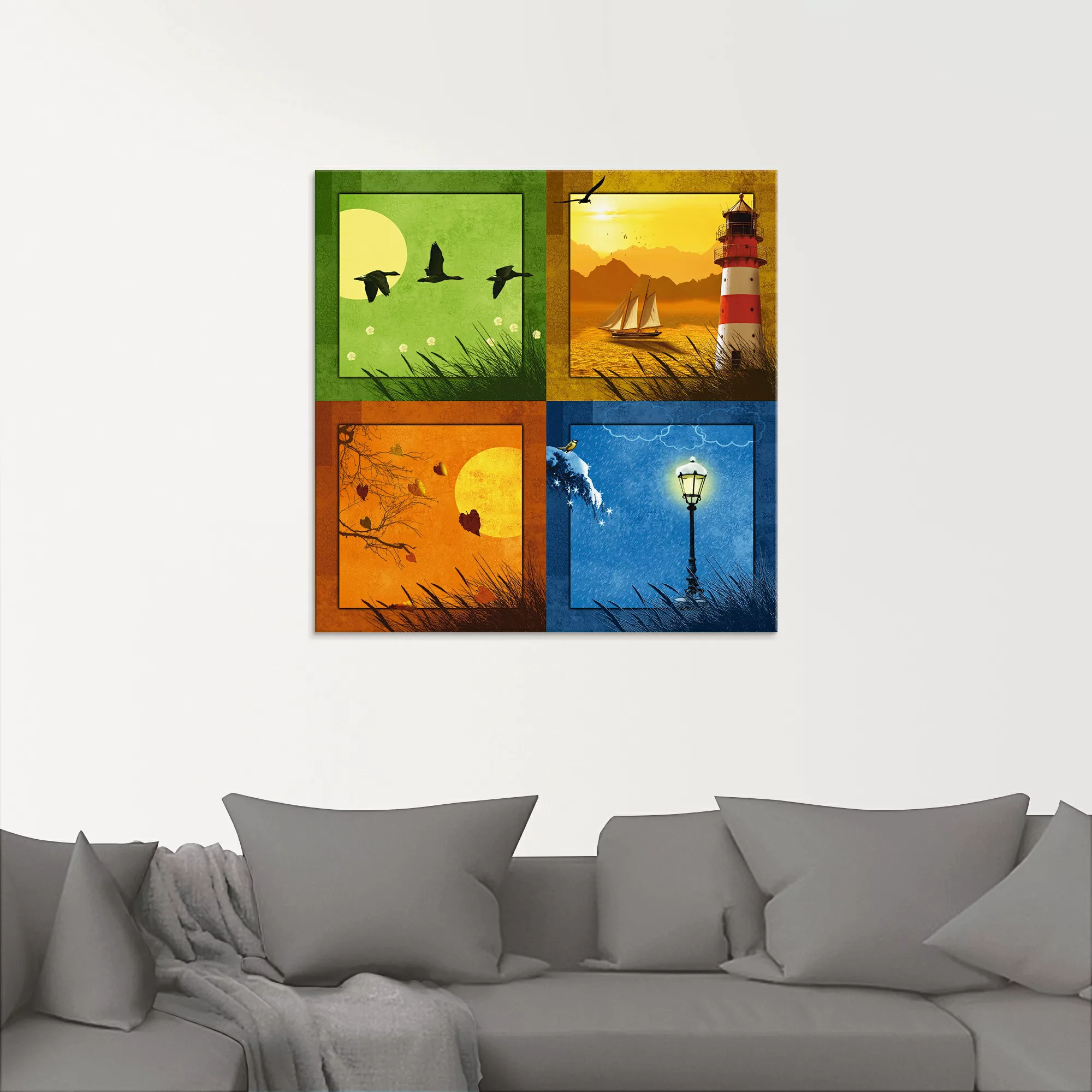 Artland Glasbild "Alle 4 Jahreszeiten", Vier Jahreszeiten, (1 St.), in vers günstig online kaufen