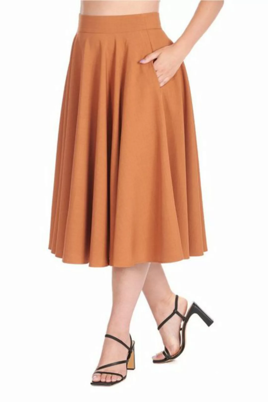 Banned A-Linien-Rock Sway Swing Braun Retro Vintage Skirt günstig online kaufen