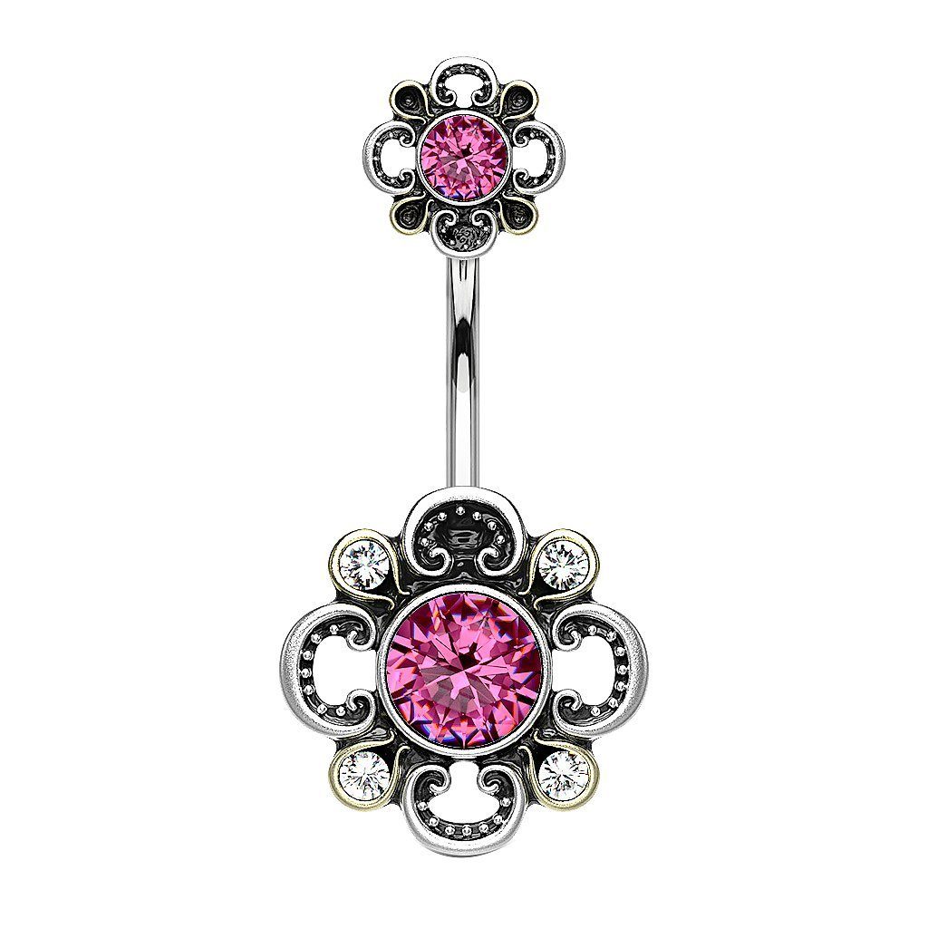 Taffstyle Bauchnabelpiercing Bauchnabelpiercing Kristall Blüten, Bauch günstig online kaufen