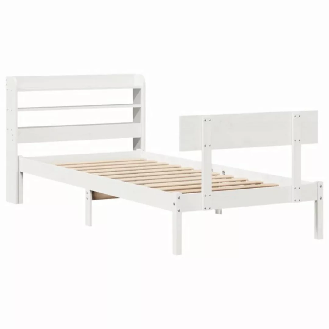 vidaXL Bett Massivholzbett ohne Matratze Weiß 75x190 cm Kiefernholz günstig online kaufen