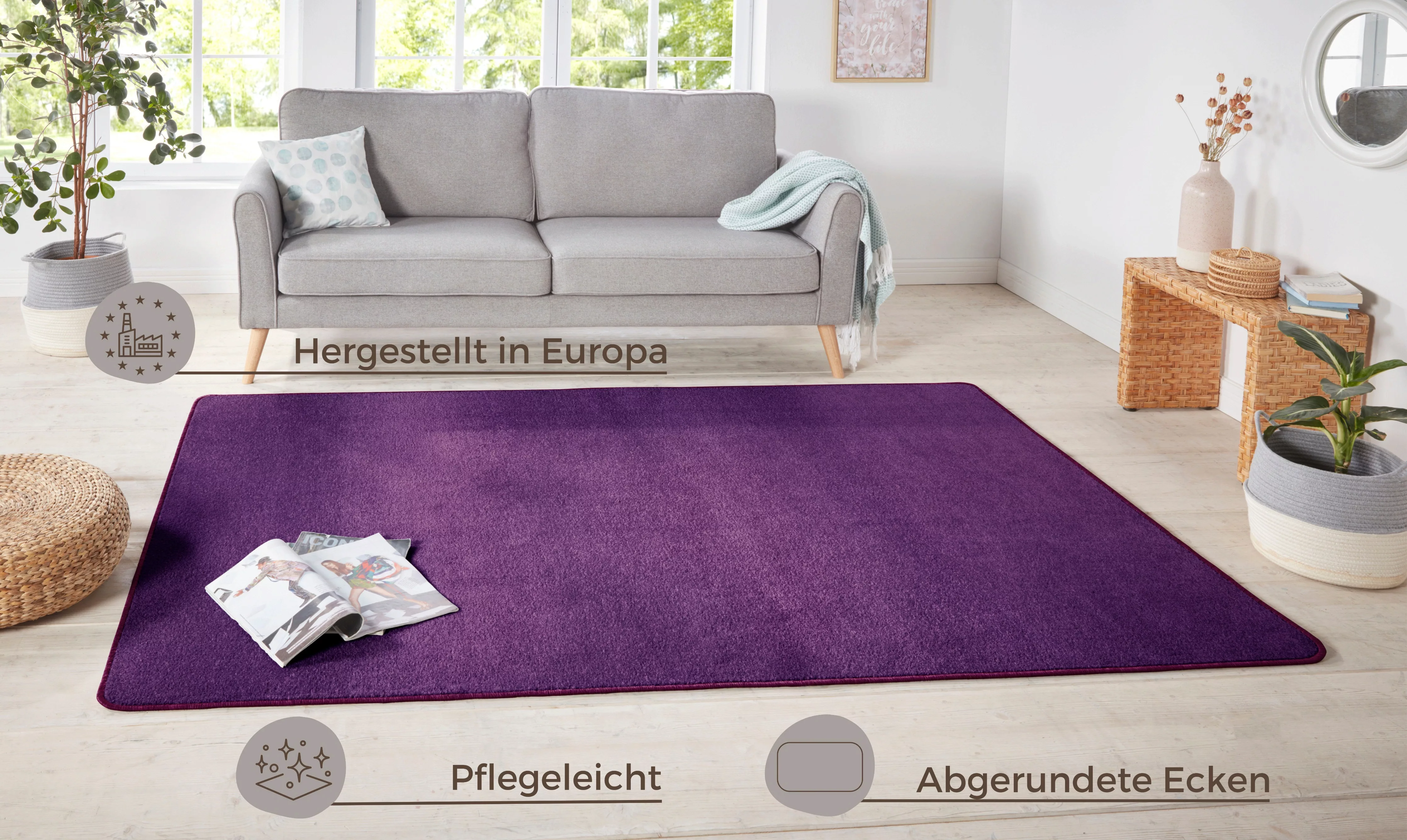 HANSE Home Teppich »Shashi«, rechteckig, 8,5 mm Höhe, Kurzflor, Unifarben, günstig online kaufen