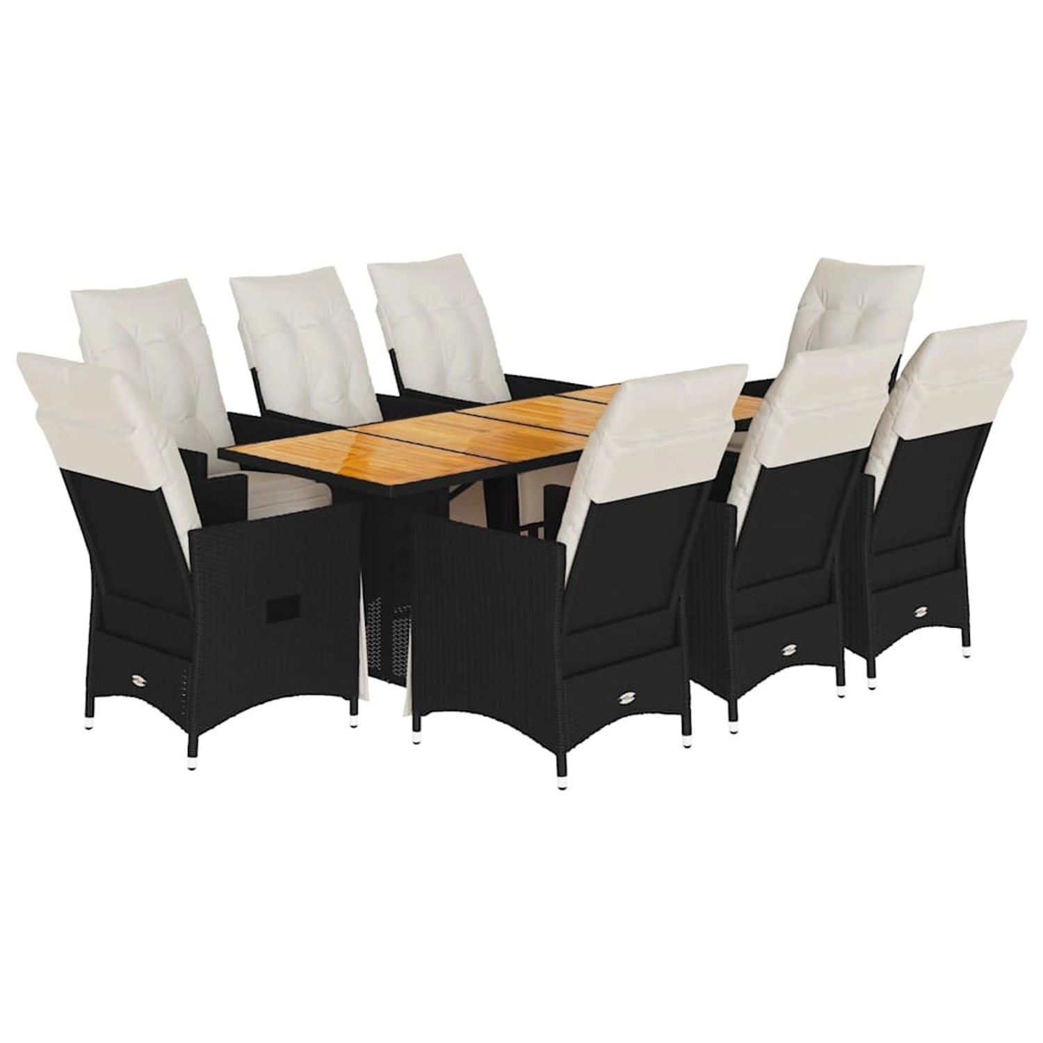 vidaXL 9-Tlg Garten-Essgruppe mit Kissen Schwarz Poly Rattan 3276862 günstig online kaufen