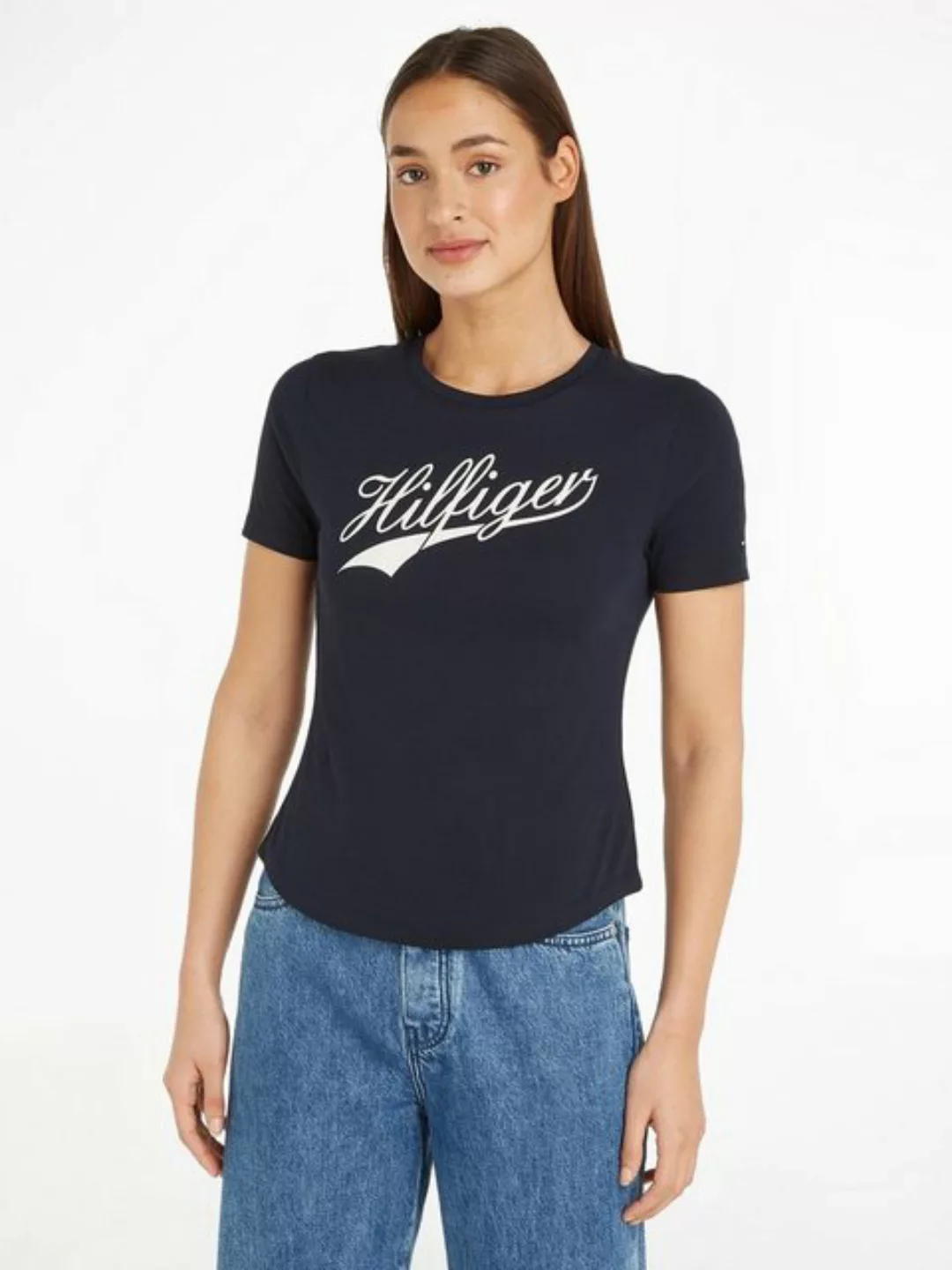 Tommy Hilfiger Rundhalsshirt "SLIM H85 C-NK SS TEE SS", mit großem Hilfger günstig online kaufen