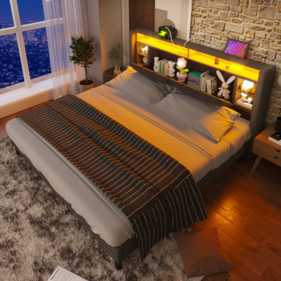 Ulife Polsterbett Doppelbett mit LED-Beleuchtung (Packung), günstig online kaufen