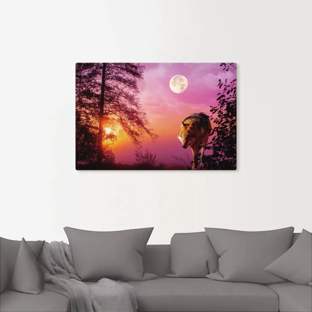 Artland Wandbild »Wolf im Vollmond«, Wolfbilder, (1 St.), als Alubild, Outd günstig online kaufen