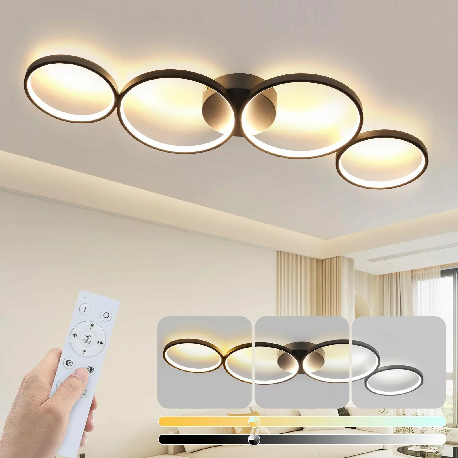 Nettlife LED Deckenleuchte Schwarz 4 Flammig günstig online kaufen