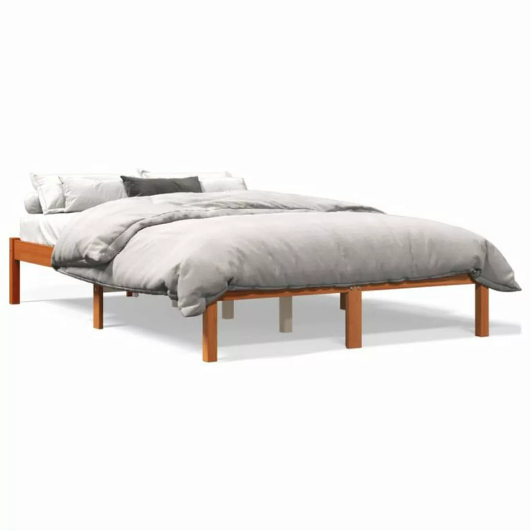 vidaXL Bettgestell Massivholzbett Wachsbraun 120x190 cm Kiefer Bett Bettges günstig online kaufen