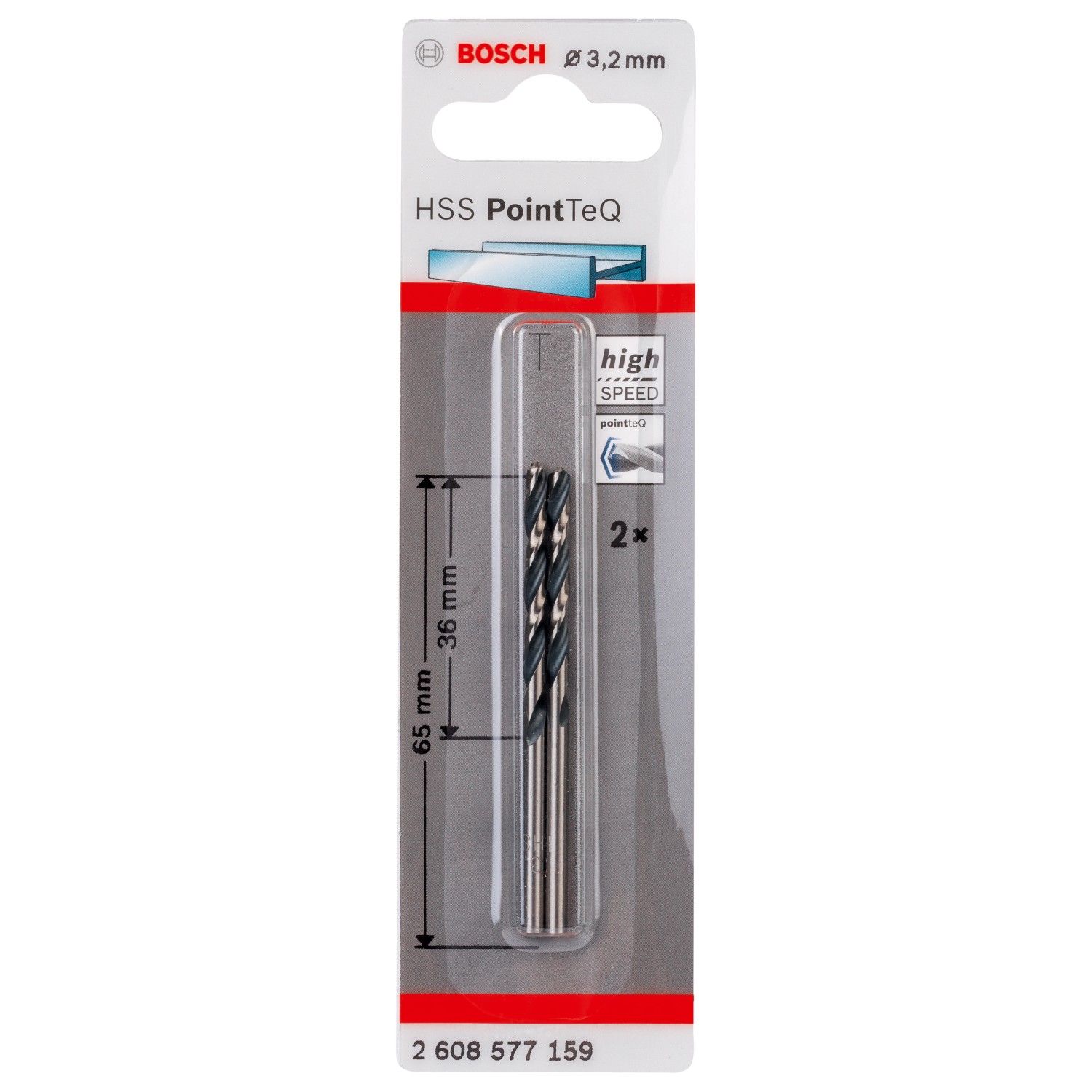 Bosch HSS-Spiralbohrer PointTeQ Ø 3,2 mm x 36 mm x 65 mm 2 Stück günstig online kaufen