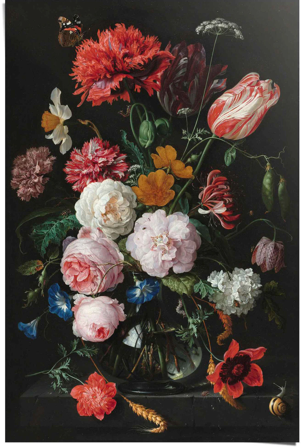 Reinders Poster "Poster Stillleben mit Blumenvase Jan Davidsz de Heem", Vas günstig online kaufen