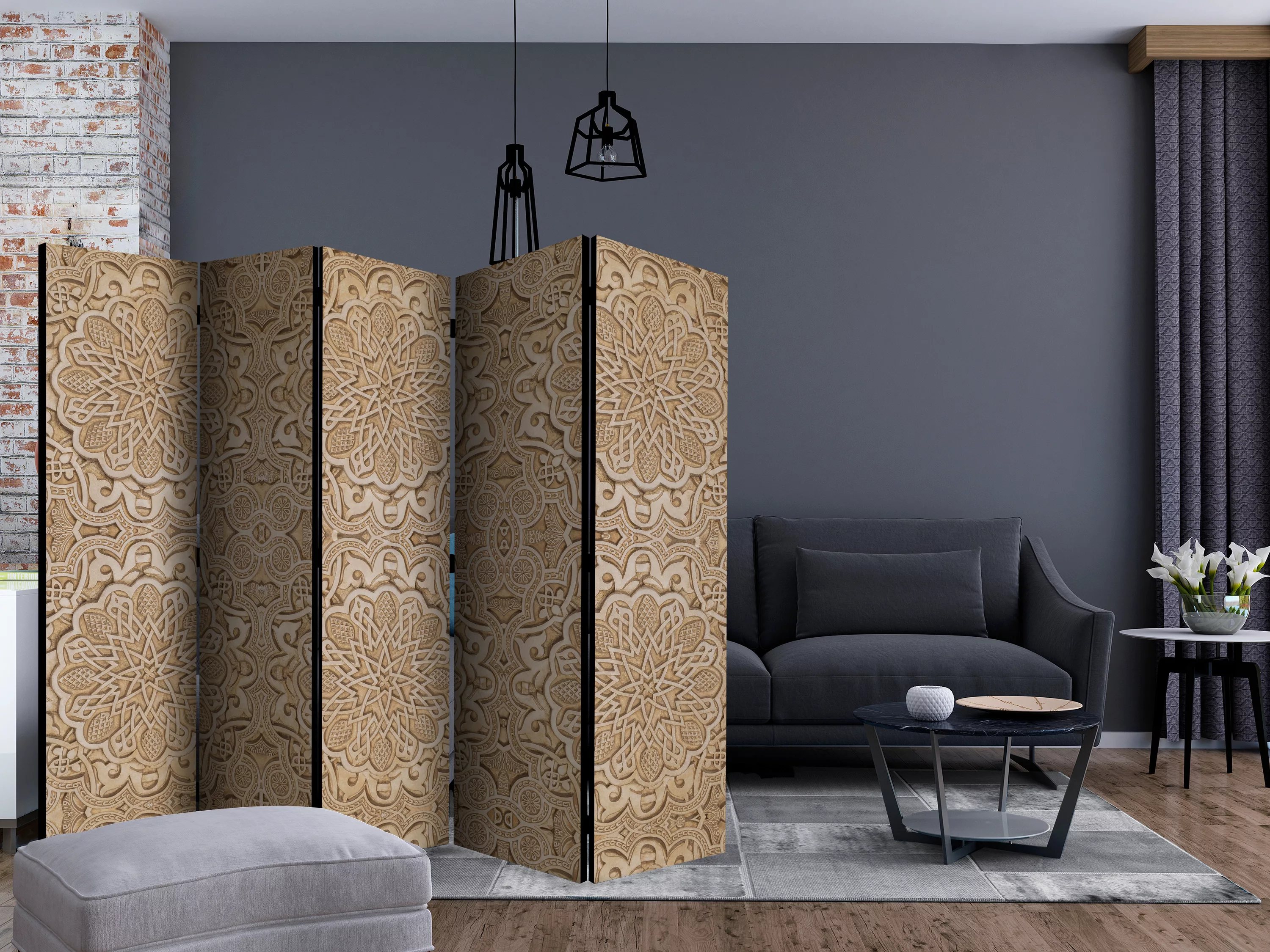 5-teiliges Paravent - Sand Ornament Ii [room Dividers] günstig online kaufen