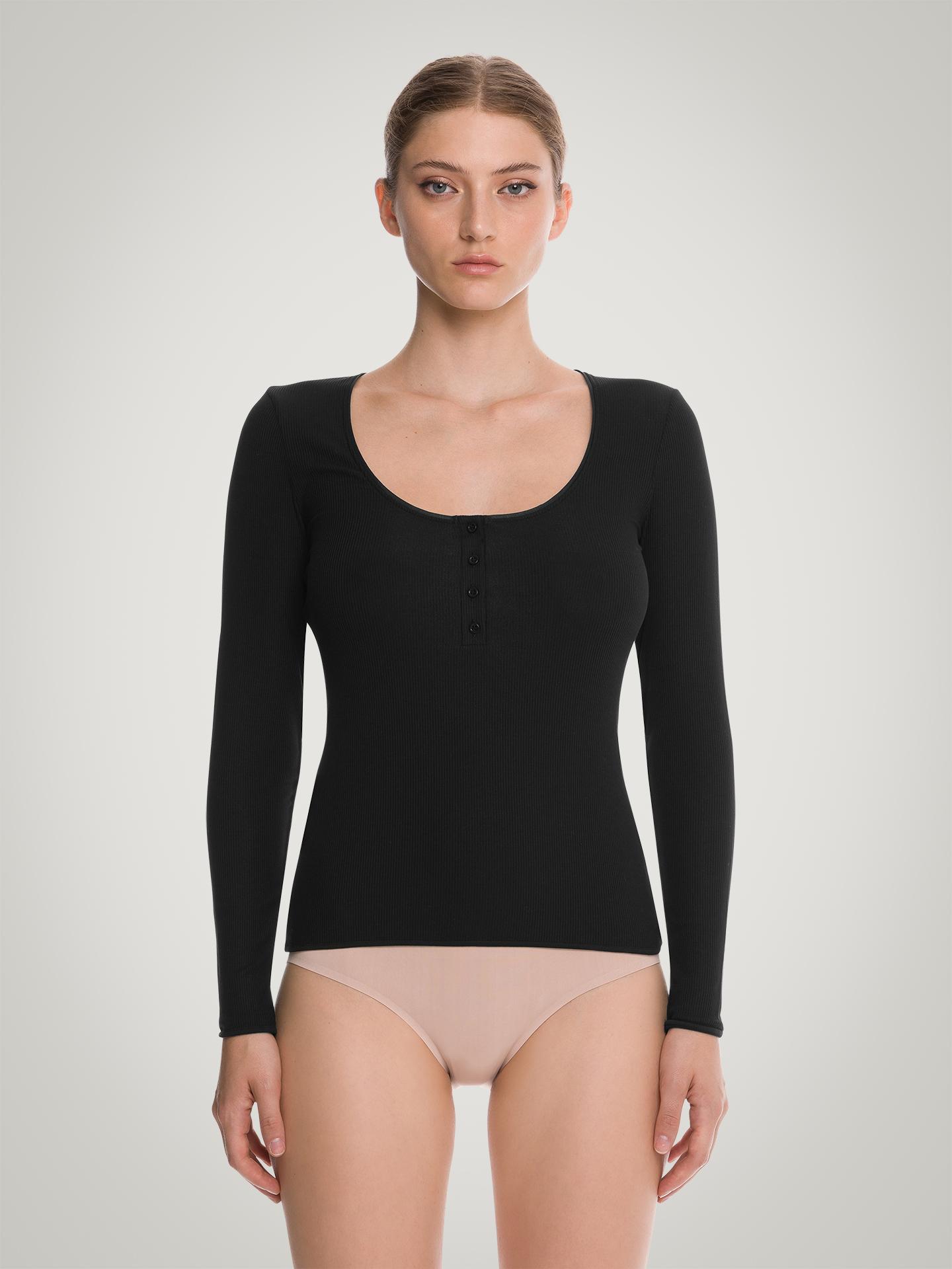 Wolford - Henley Top Long Sleeves, Frau, black, Größe: L günstig online kaufen