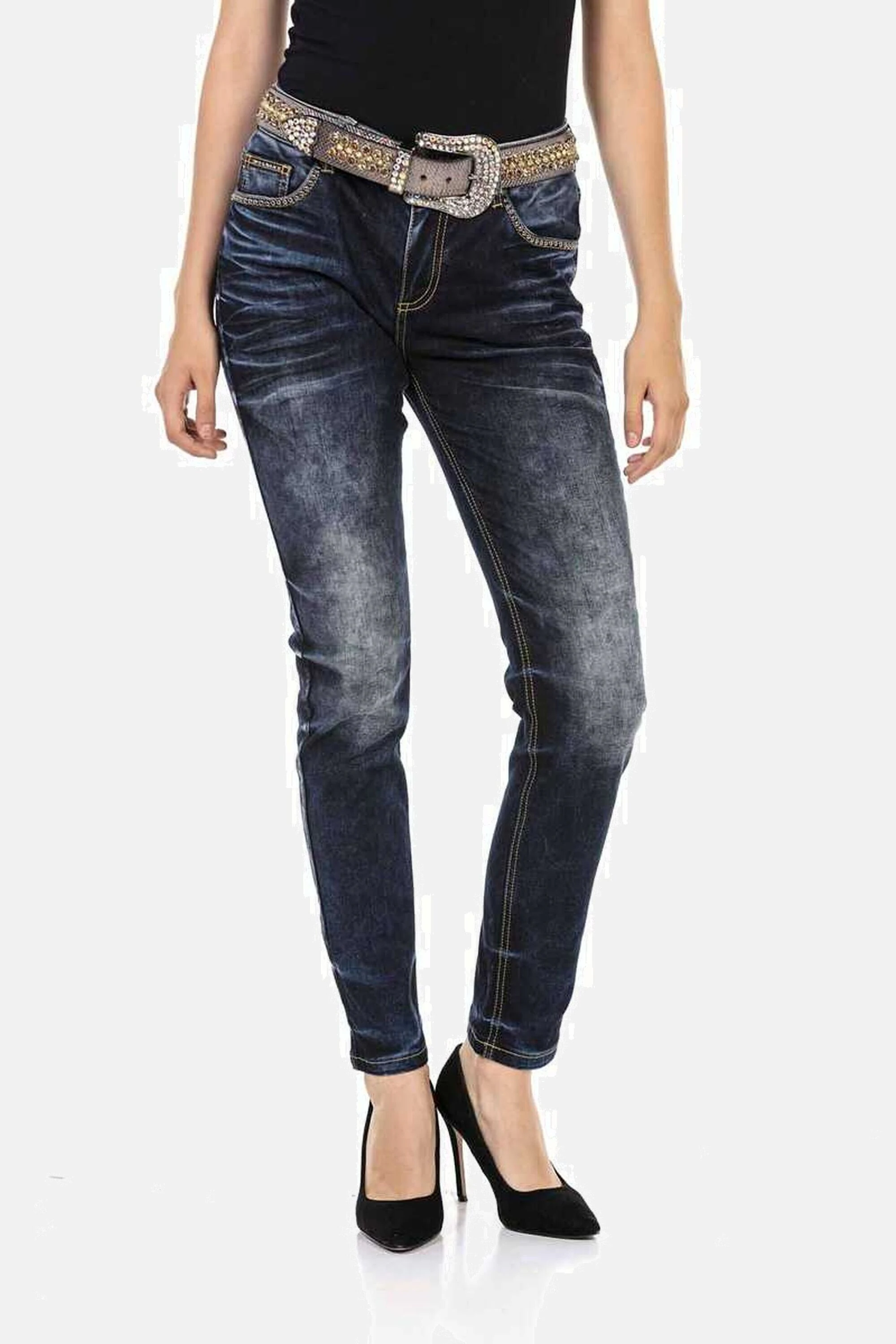 Cipo & Baxx Slim-fit-Jeans "Jeans", Mit glänzenden Nieten, WD465 günstig online kaufen