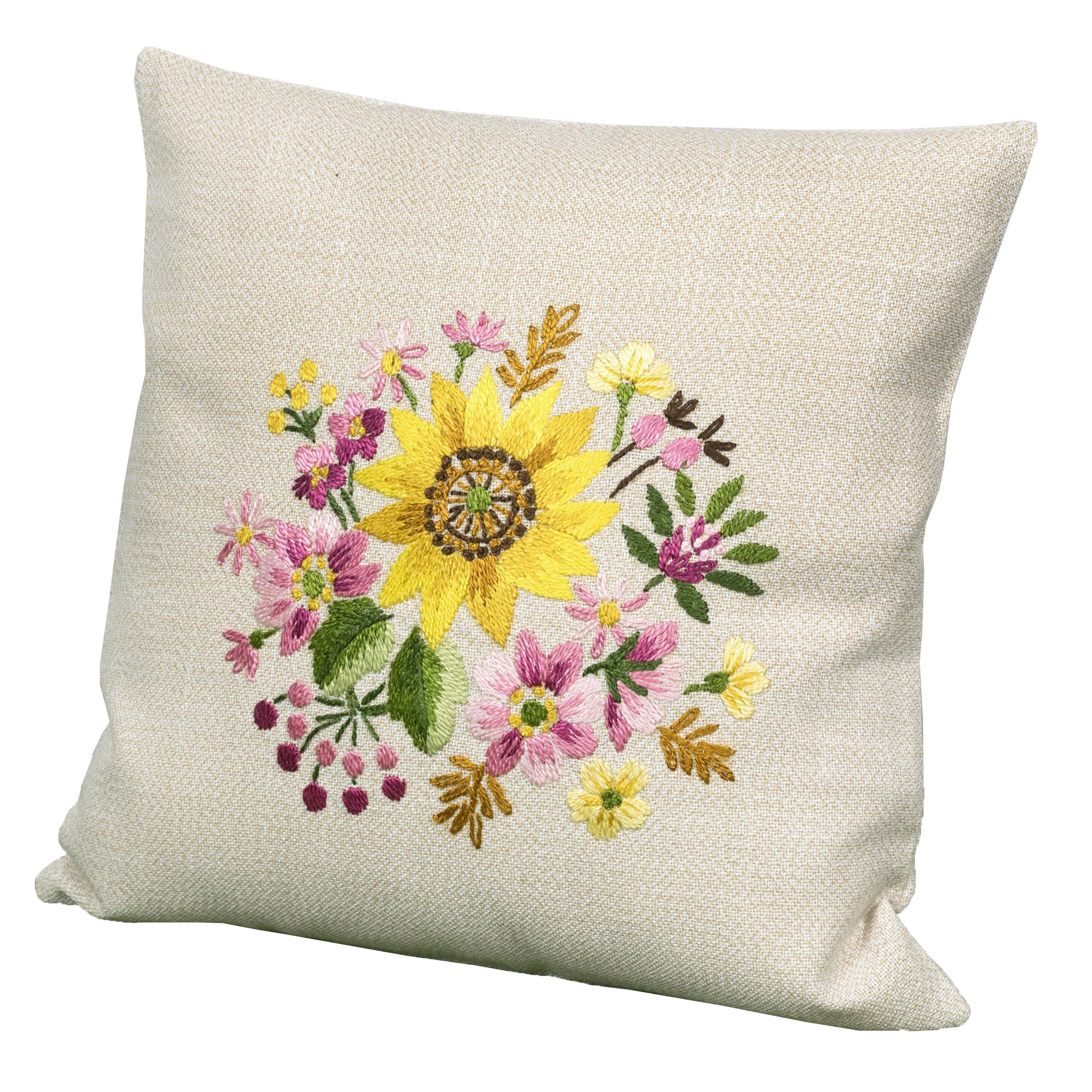 Delindo Lifestyle Kissenbezug Kissenhülle handgestickt, (1 günstig online kaufen