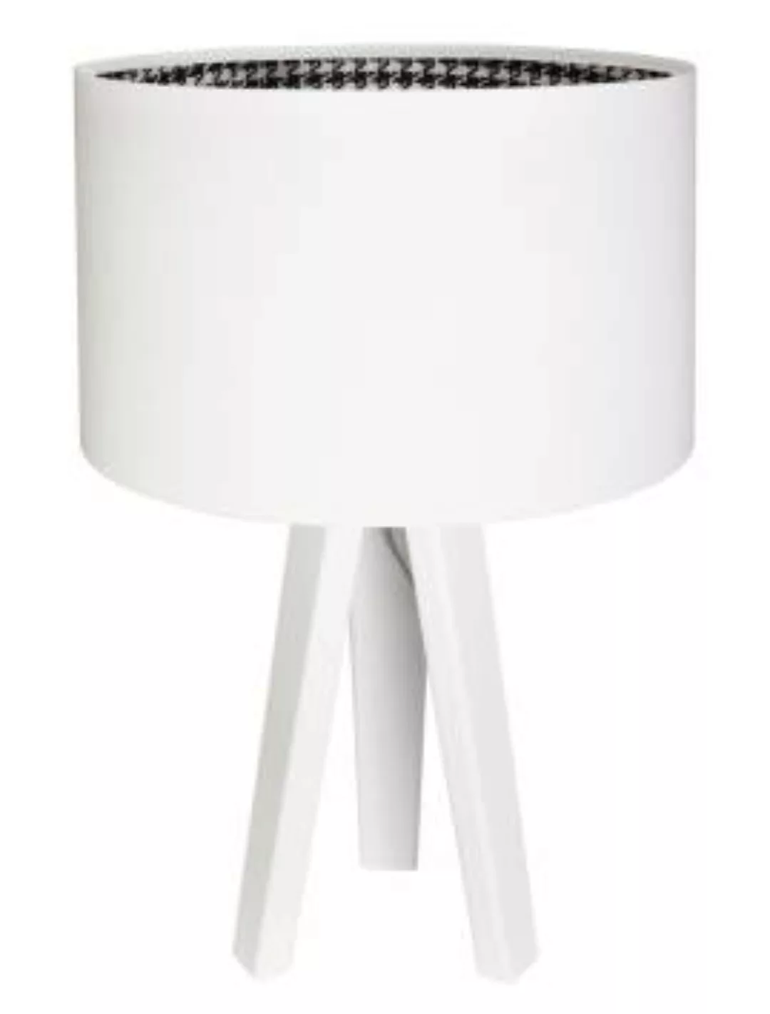 Tischleuchte Retro Holzlampe Weiß Dreibein 46cm günstig online kaufen