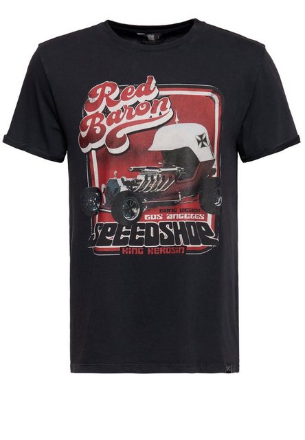 KingKerosin T-Shirt Red Baron Long Beach (1-tlg) Acidwash mit Frontprint günstig online kaufen