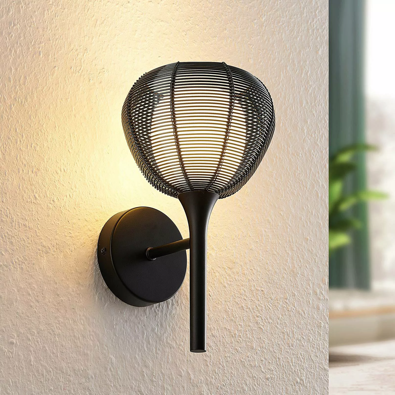 Lucande Tetira Käfig-Wandlampe, schwarz günstig online kaufen