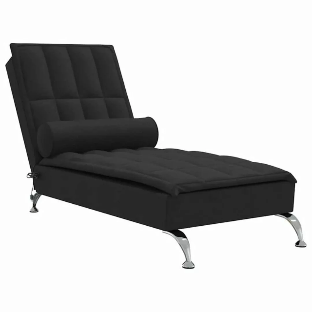 vidaXL Chaiselongue, Massage-Chaiselongue mit Nackenrolle Schwarz Stoff günstig online kaufen