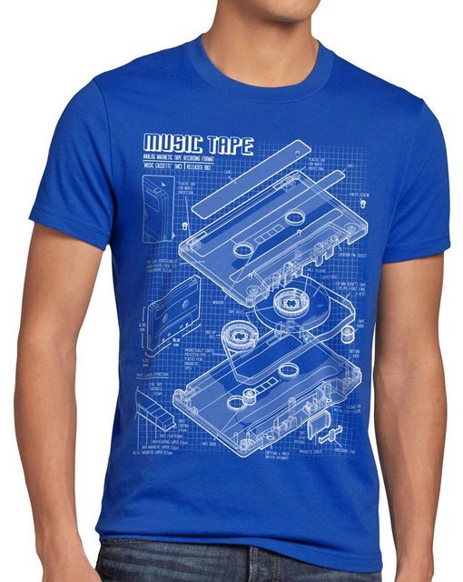 Print-Shirt Herren T-Shirt TAPE Kassette disko MC DJ retro musik turntable günstig online kaufen