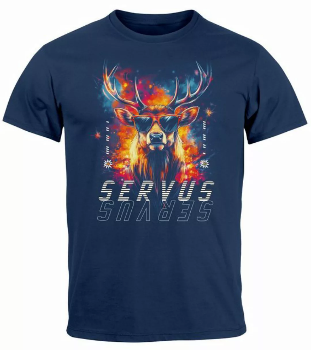 Neverless Print-Shirt Herren T-Shirt Servus Hirsch Trachtenshirt Modern Tec günstig online kaufen