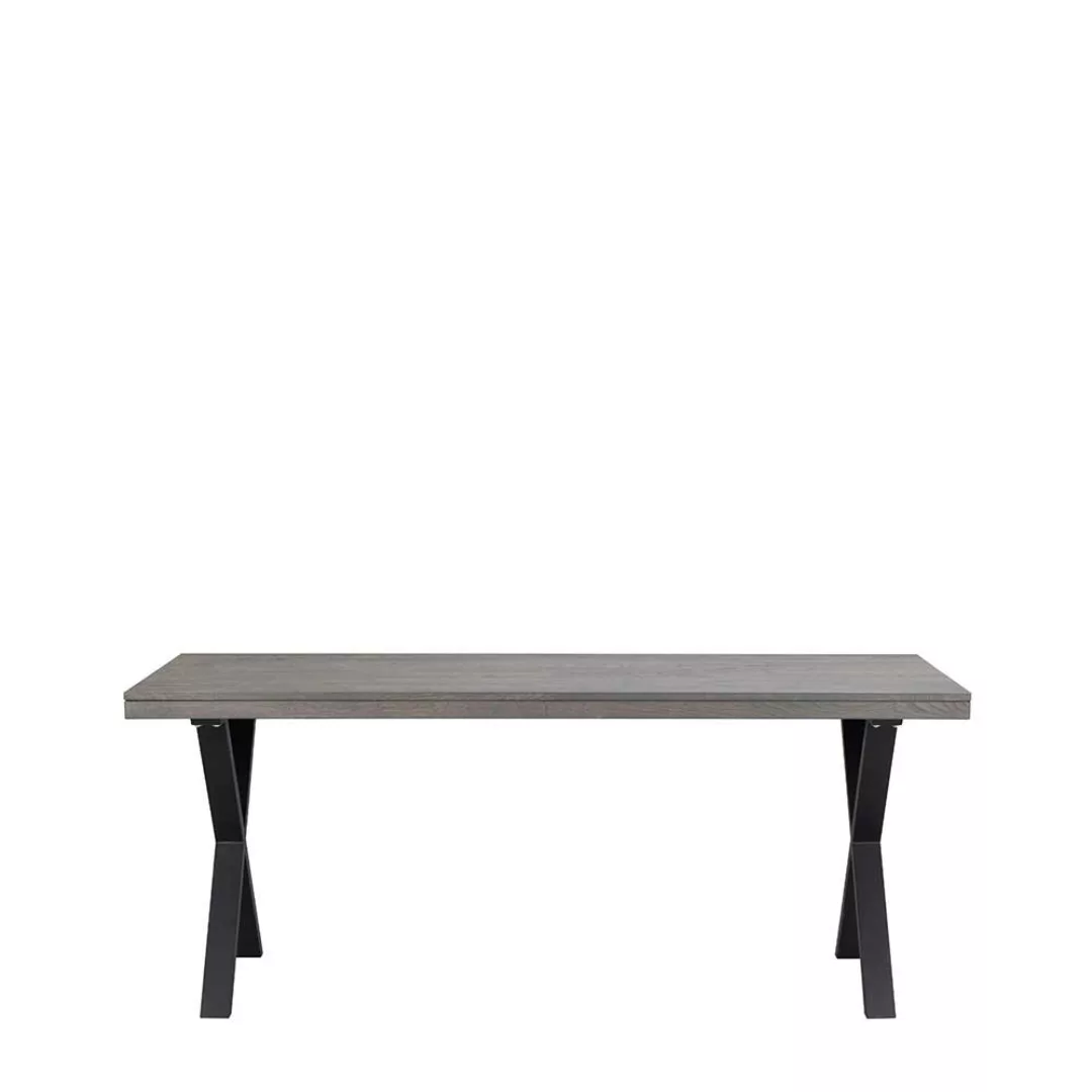 Esszimmer Tisch aus Eiche Massivholz Rauchfarben und Schwarz günstig online kaufen