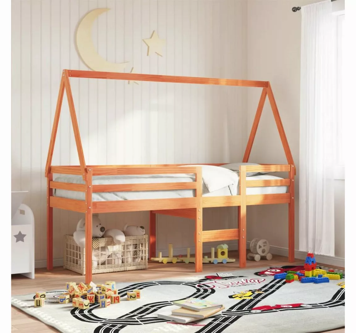 vidaXL Bett, Dach für Kinderbett Wachsbraun 199x95,5x88 cm Massivholz Kiefe günstig online kaufen