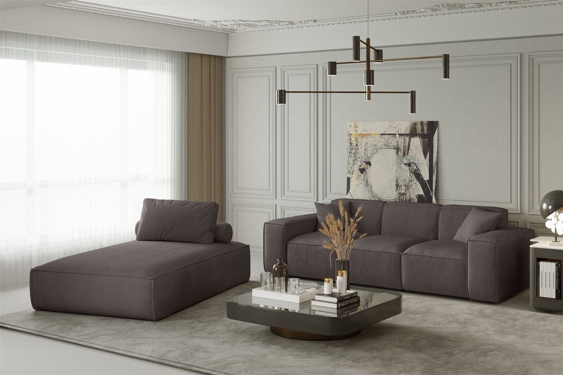 Fun Möbel Polstergarnitur Sofa-Set 2-teilig Chaiselongue günstig online kaufen
