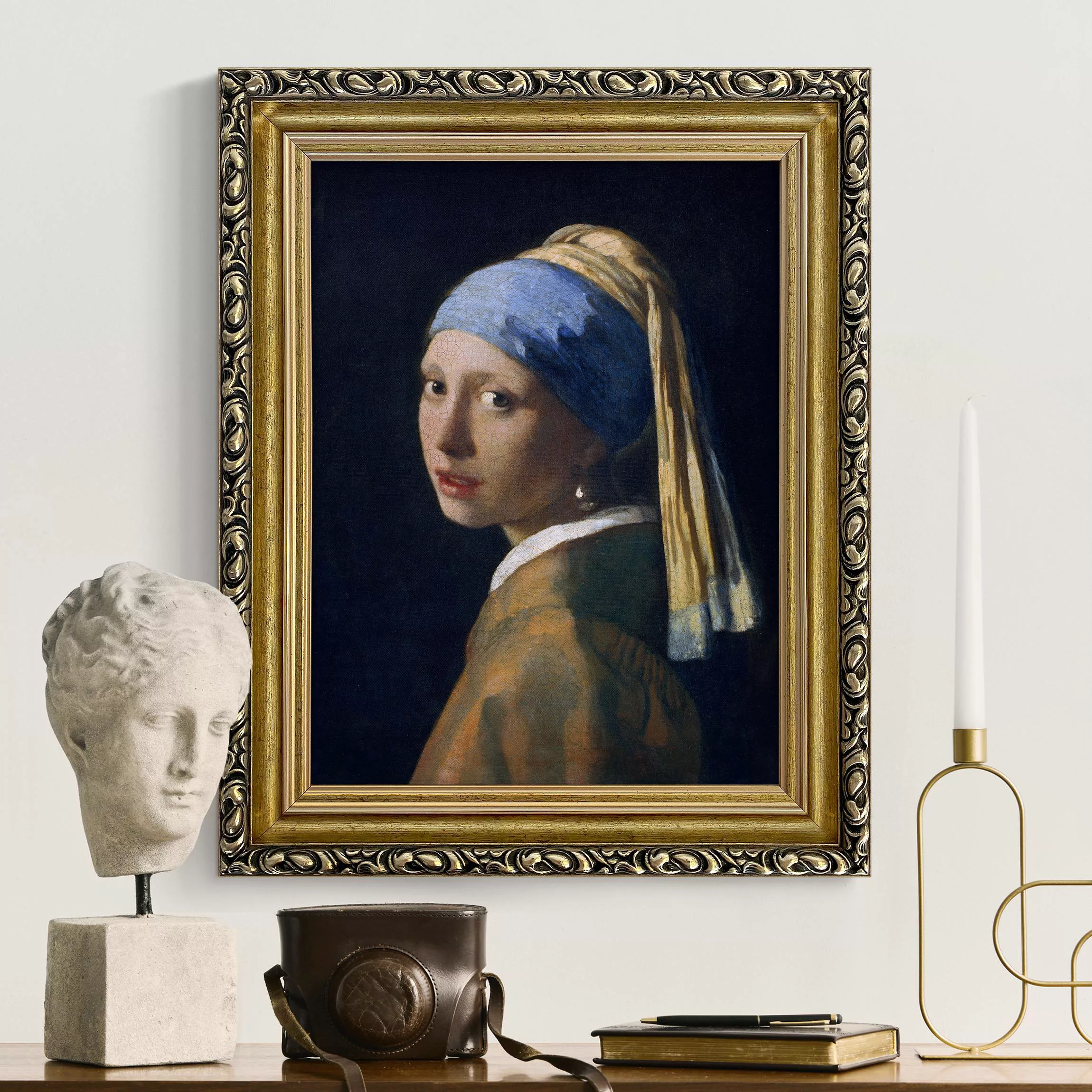 Gerahmtes Leinwandbild Jan Vermeer van Delft - Das Mädchen mit dem Perlenoh günstig online kaufen