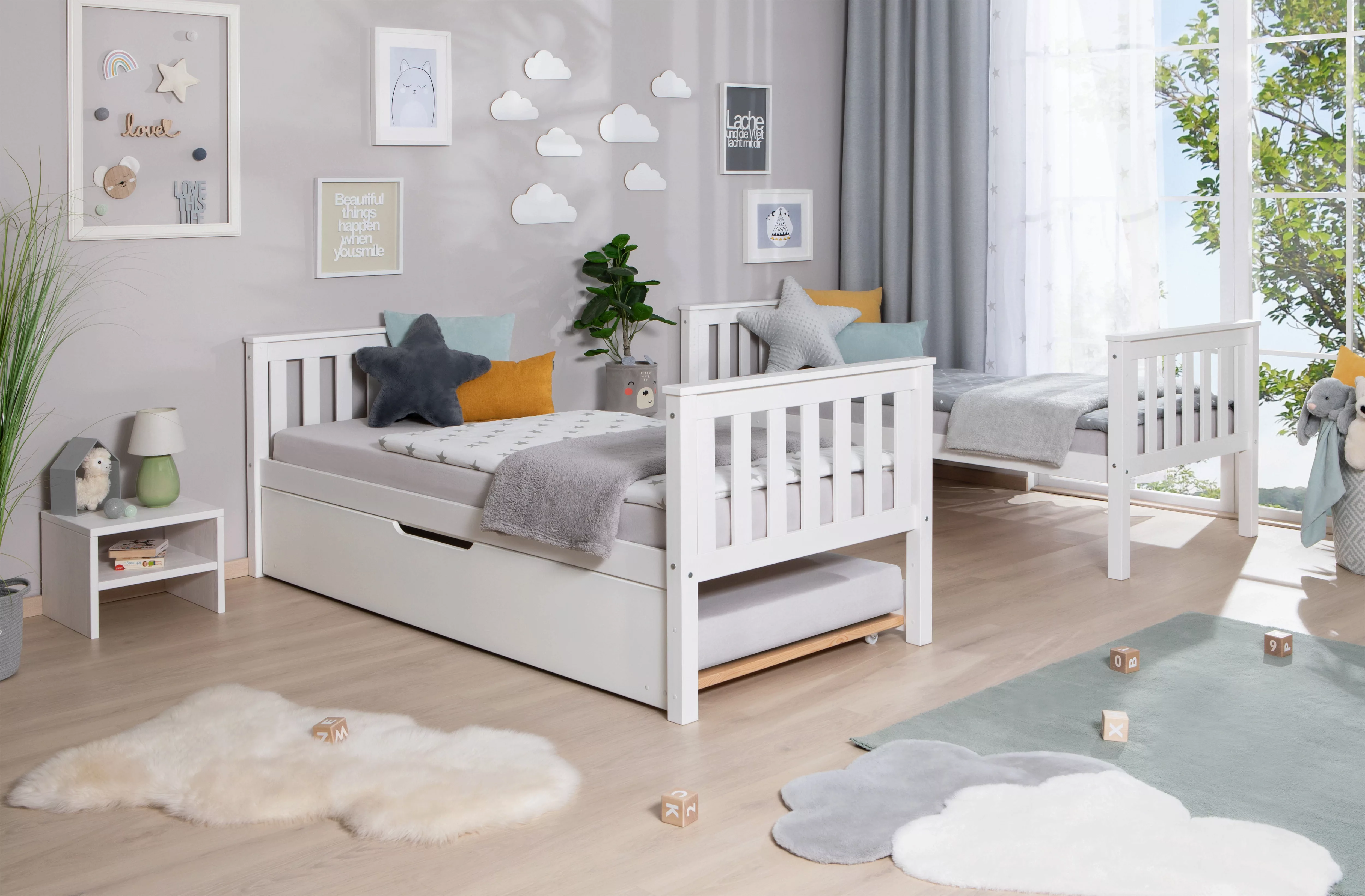 Ticaa Etagenbett "Sammy, umbaubar zu 2 Einzelbetten, edles Design im Landha günstig online kaufen