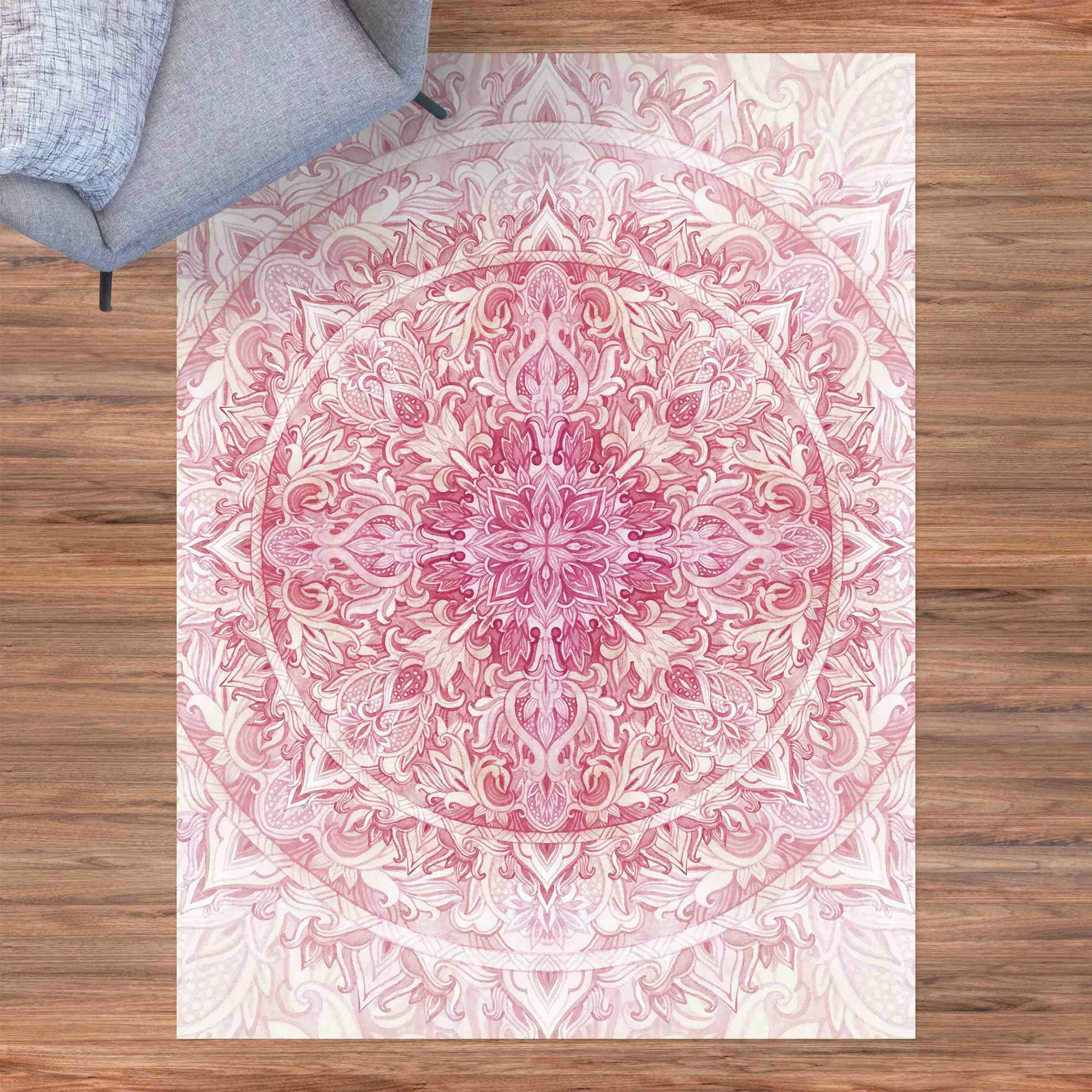 Vinyl-Teppich Mandala Aquarell Sonne Ornament rosa günstig online kaufen