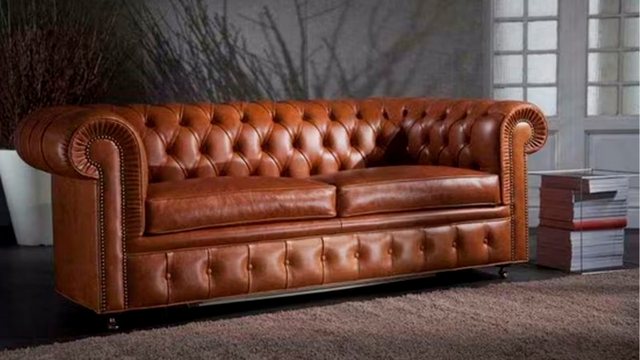 Xlmoebel Sofa 3-Sitzer Ledersofa im Chesterfield-Design mit Polstern und Si günstig online kaufen