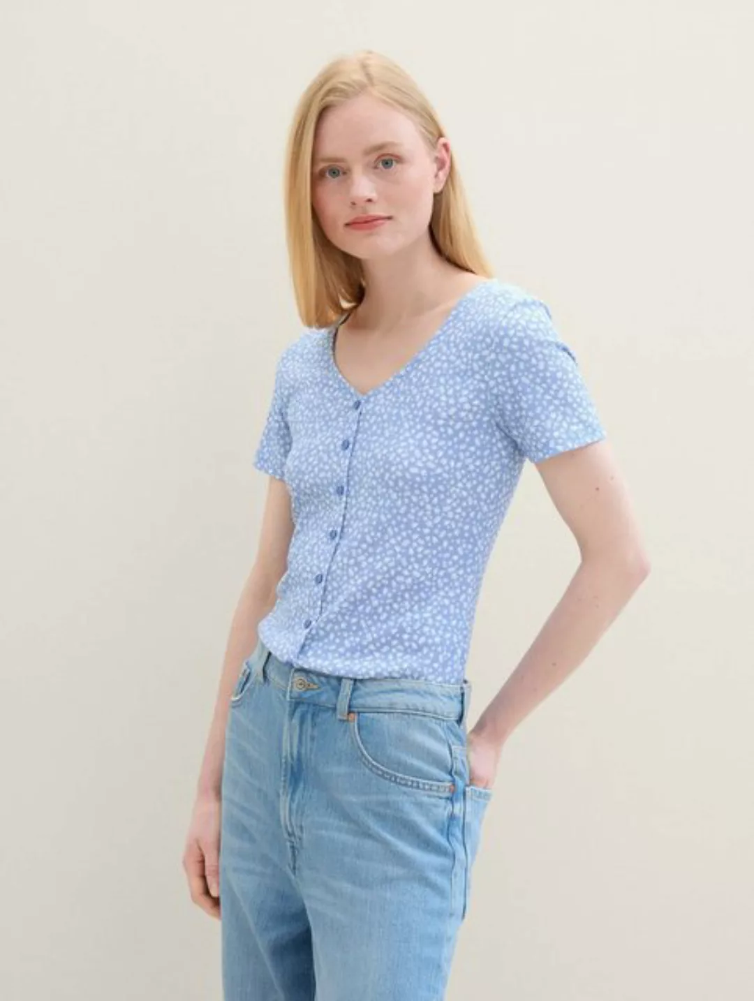 TOM TAILOR Denim Langarmshirt T-Shirt mit Allover Print günstig online kaufen