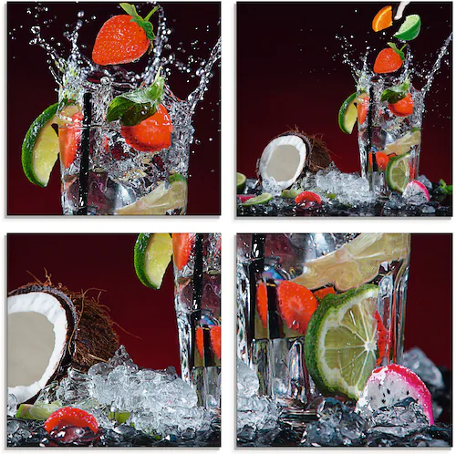 Artland Glasbild »Frischer Fruchtcocktail«, Getränke, (4 St.), in verschied günstig online kaufen