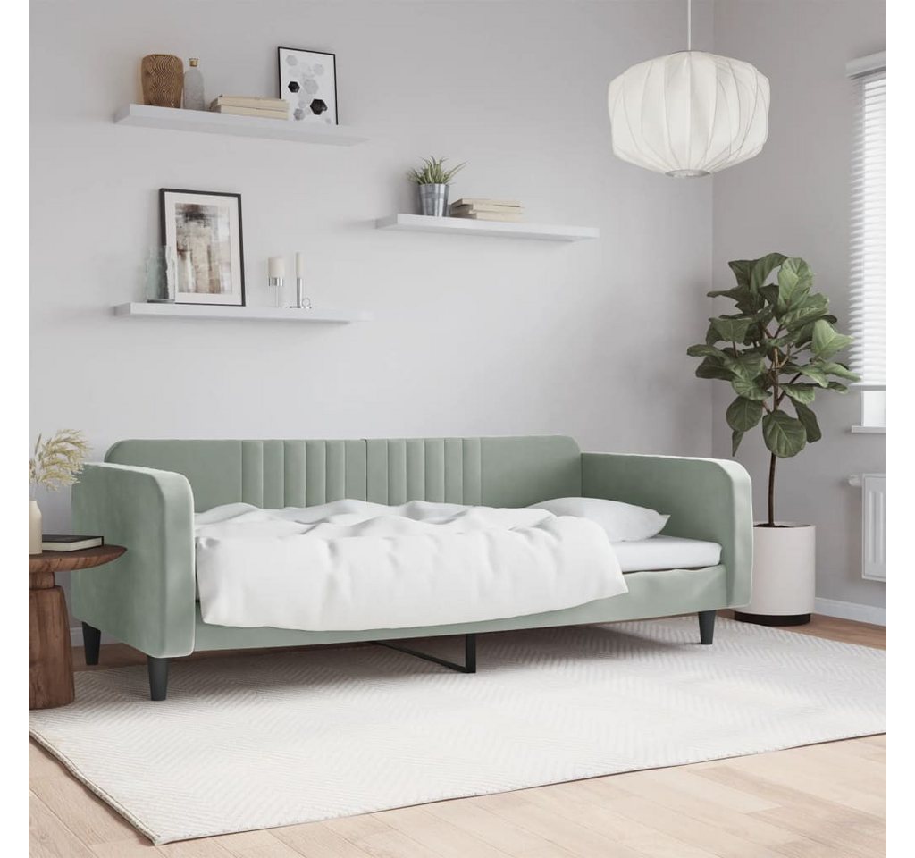 vidaXL Gästebett Tagesbett Hellgrau 100x200 cm Samt Gästebett Gästecouch Gä günstig online kaufen