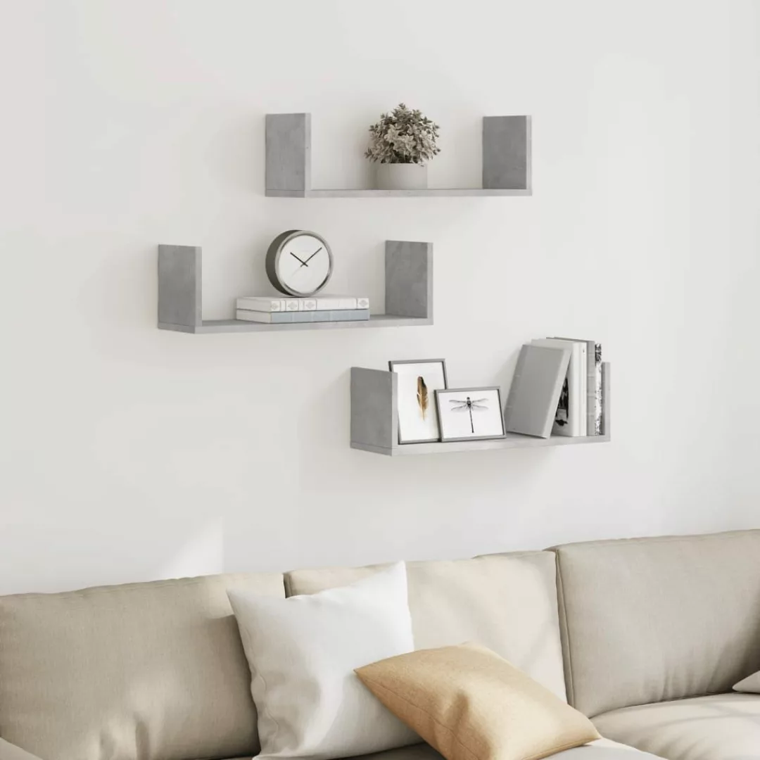 vidaXL Regal Wandregale 3 Stk. Betongrau günstig online kaufen