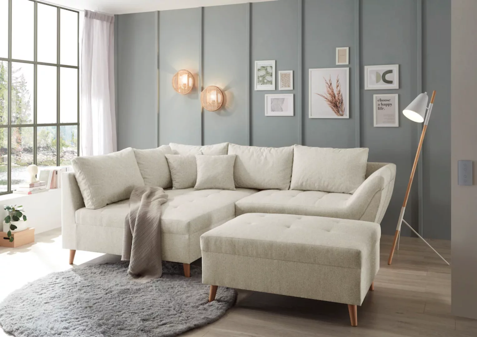 ED EXCITING DESIGN Ecksofa »Split L-Form«, (Set, Ecksofa mit Hocker), frei günstig online kaufen