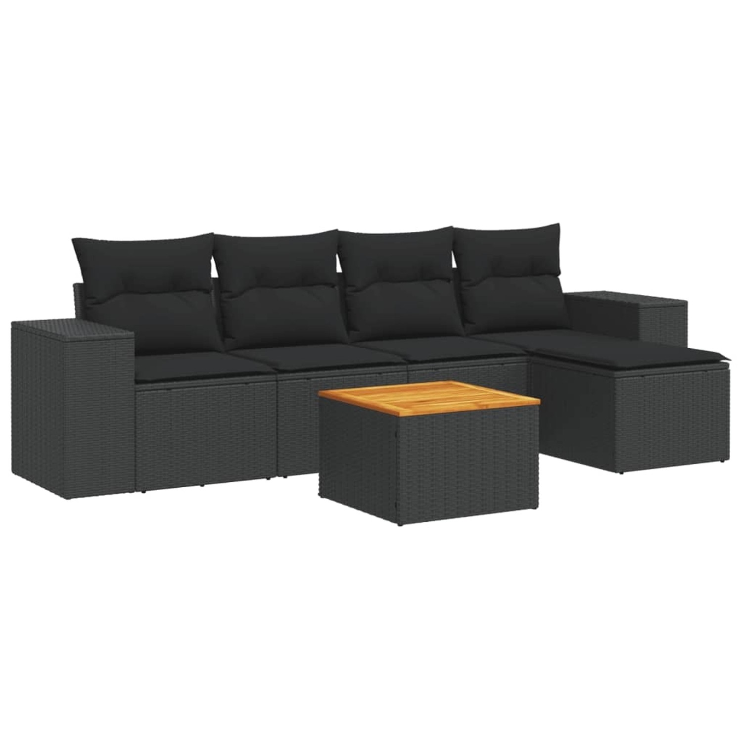 vidaXL 6-Tlg Garten-Sofagarnitur mit Kissen Schwarz Poly Rattan 3257749 günstig online kaufen