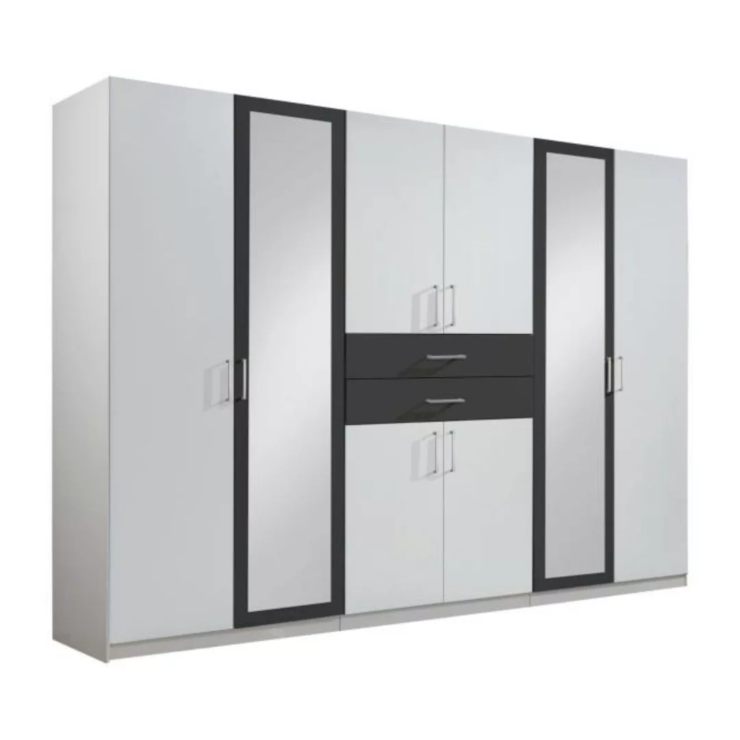 Kleiderschrank groß 270 cm breit DIVER Weiß / Graphit günstig online kaufen