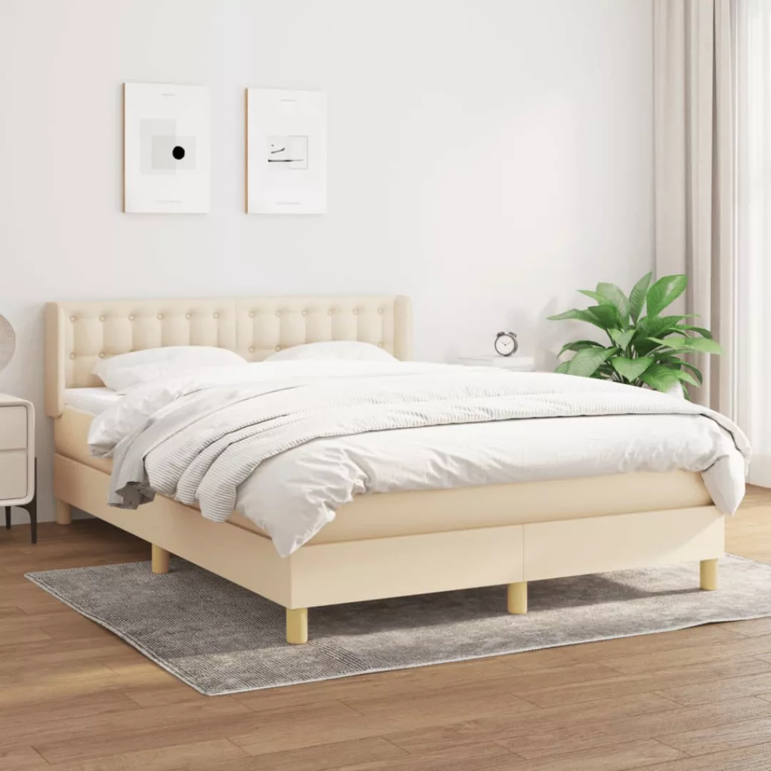 Vidaxl Boxspringbett Mit Matratze Creme 140x200 Cm Stoff günstig online kaufen