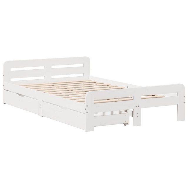 vidaXL Bett Massivholzbett ohne Matratze Weiß 135x190 cm Kiefernholz günstig online kaufen