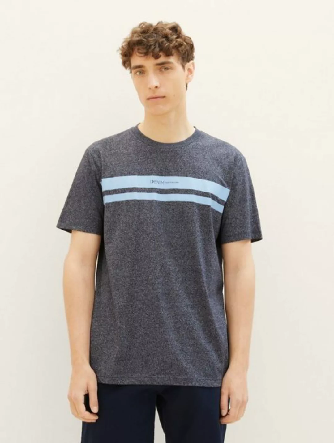 Tom Tailor Denim Herren T-Shirt DOUBLE STRIPE - Regular Fit günstig online kaufen