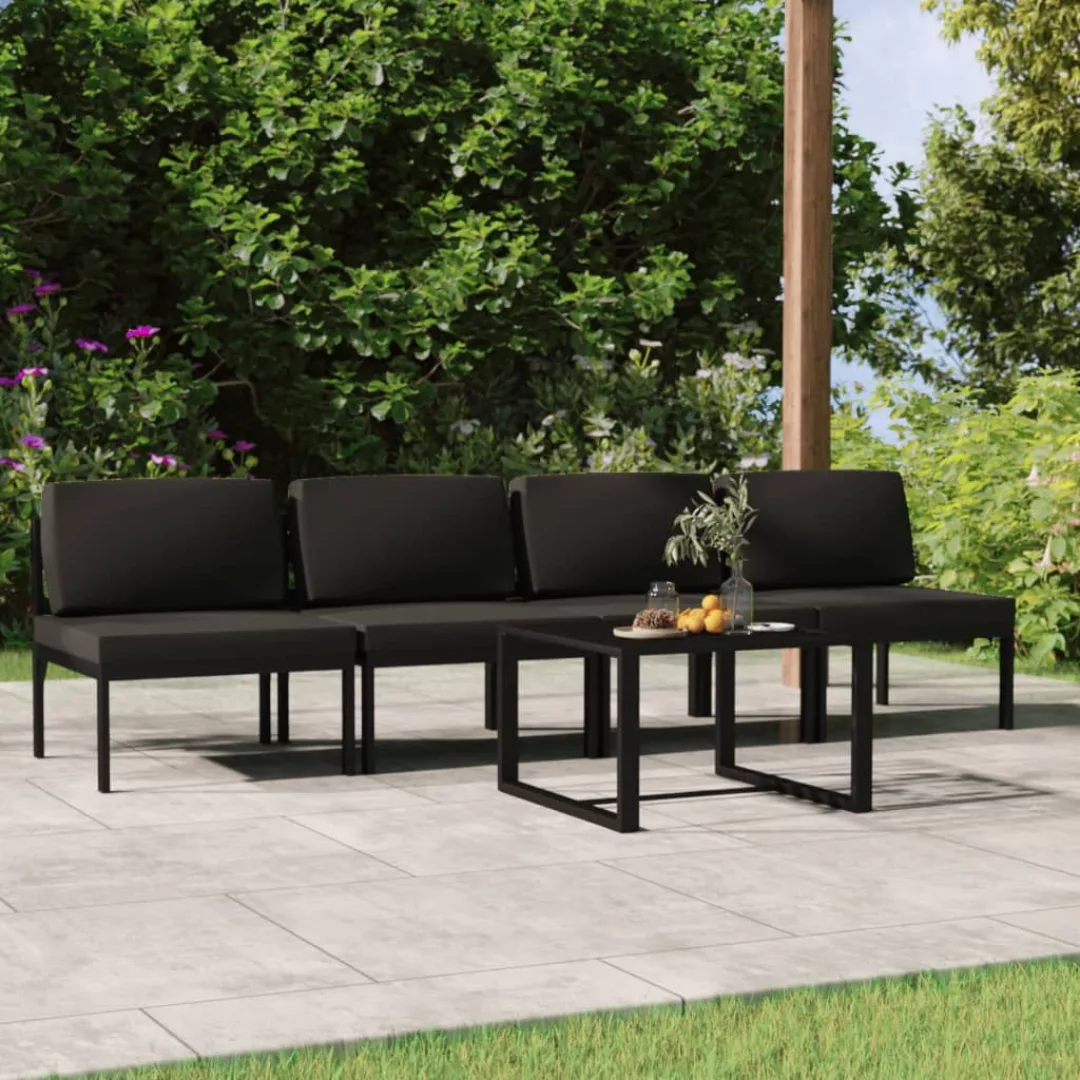 Vidaxl 5-tlg. Garten-lounge-set Mit Kissen Aluminium Anthrazit günstig online kaufen