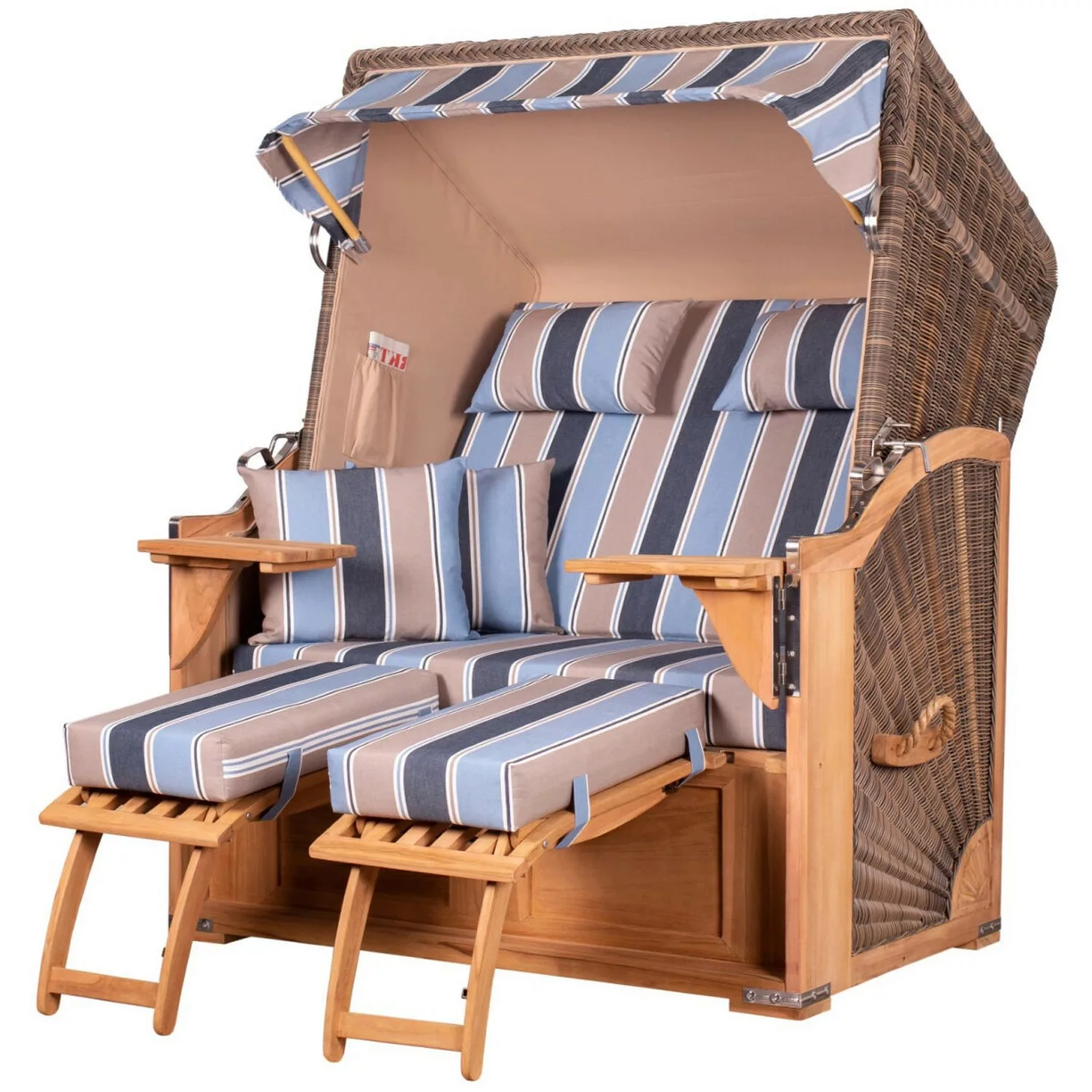 bene living Strandkorb Komplettset Schaalsee Teak PE grau Modell 580 günstig online kaufen