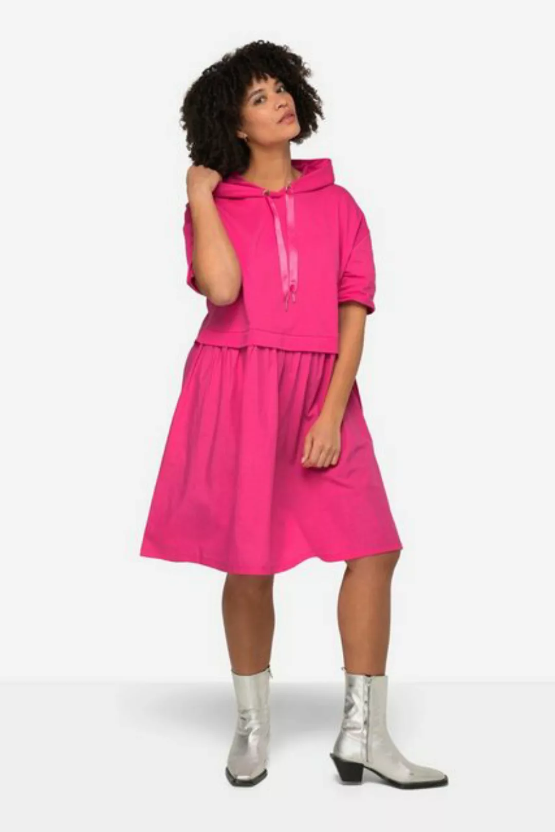 Angel of Style Jerseykleid Kleid oversized Materialmix Kapuze Halbarm günstig online kaufen